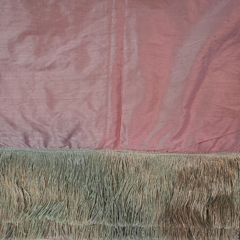 NWOT Blush Coral Pink Raw Silk Shawl / Wrap with Golden Fringe